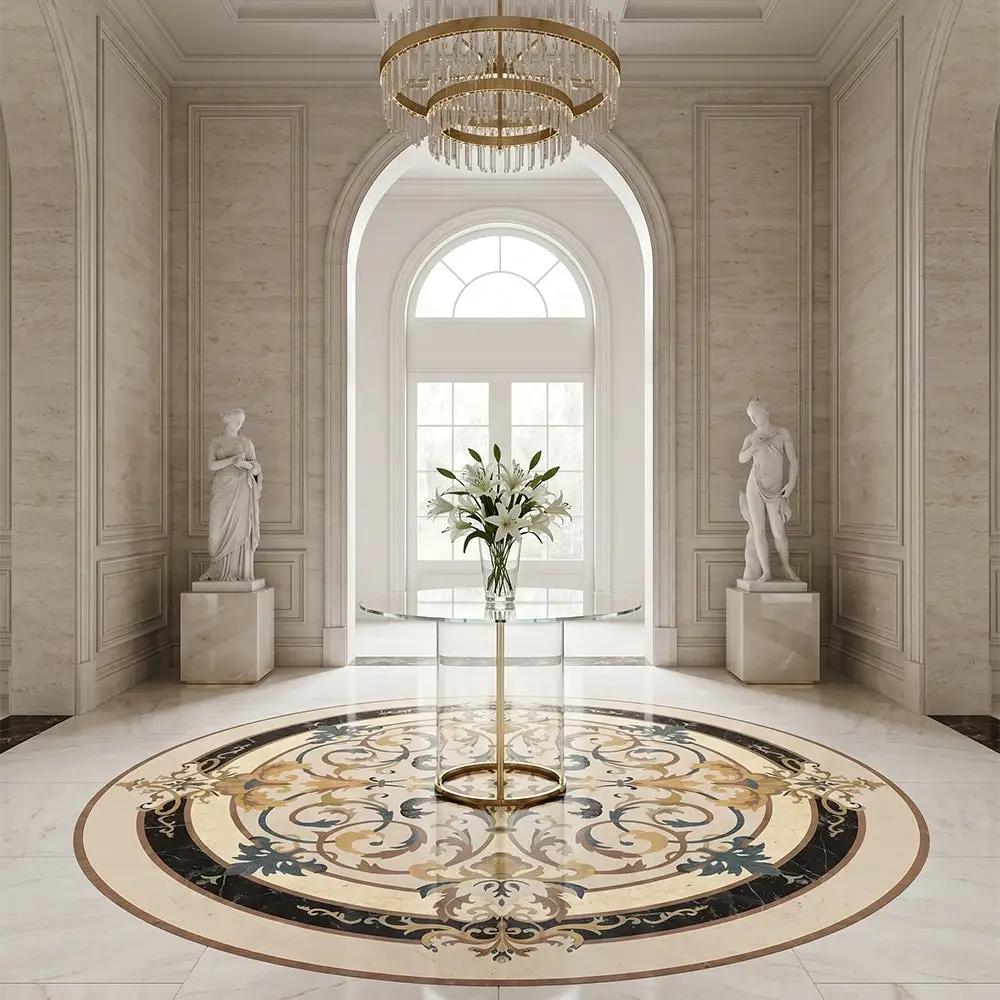 Round Aluminum Backed Multi Finish Lucerne Marble Medallions 60