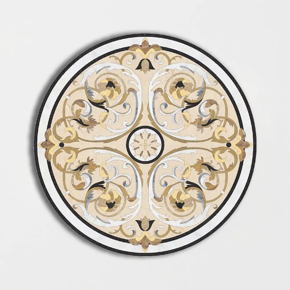 Round Aluminum Backed Multi Finish Milan Black Marble Medallions 48