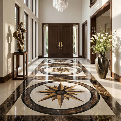 Round Aluminum Backed Multi Finish North Star Marble Medallions 36