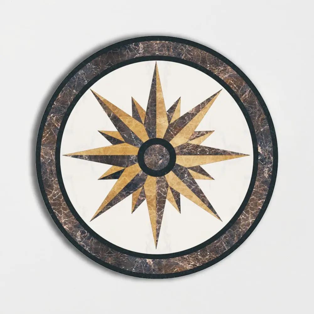 Round Aluminum Backed Multi Finish North Star Marble Medallions 36