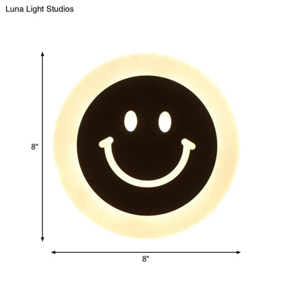 DecorBites™ Round LED Smiley Wall Sconce Kit - Thin & Acrylic, Warm/White Light for Bedroom