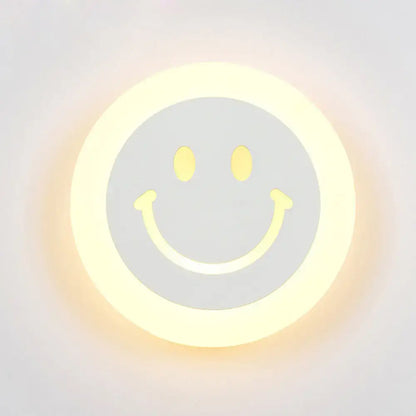 Round led smiley wall sconce warm & white light bedroom decor