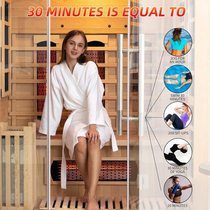 Rövia Aurora 3-Person Indoor Hybrid Sauna Room With Infrared And 4.5KW Steam Heaters (SAK41592)