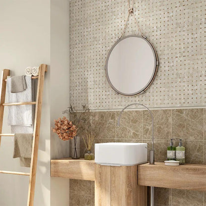 Royal Beige&amp;emperador Light Polished Basket Weave Marble Mosaics 12x12