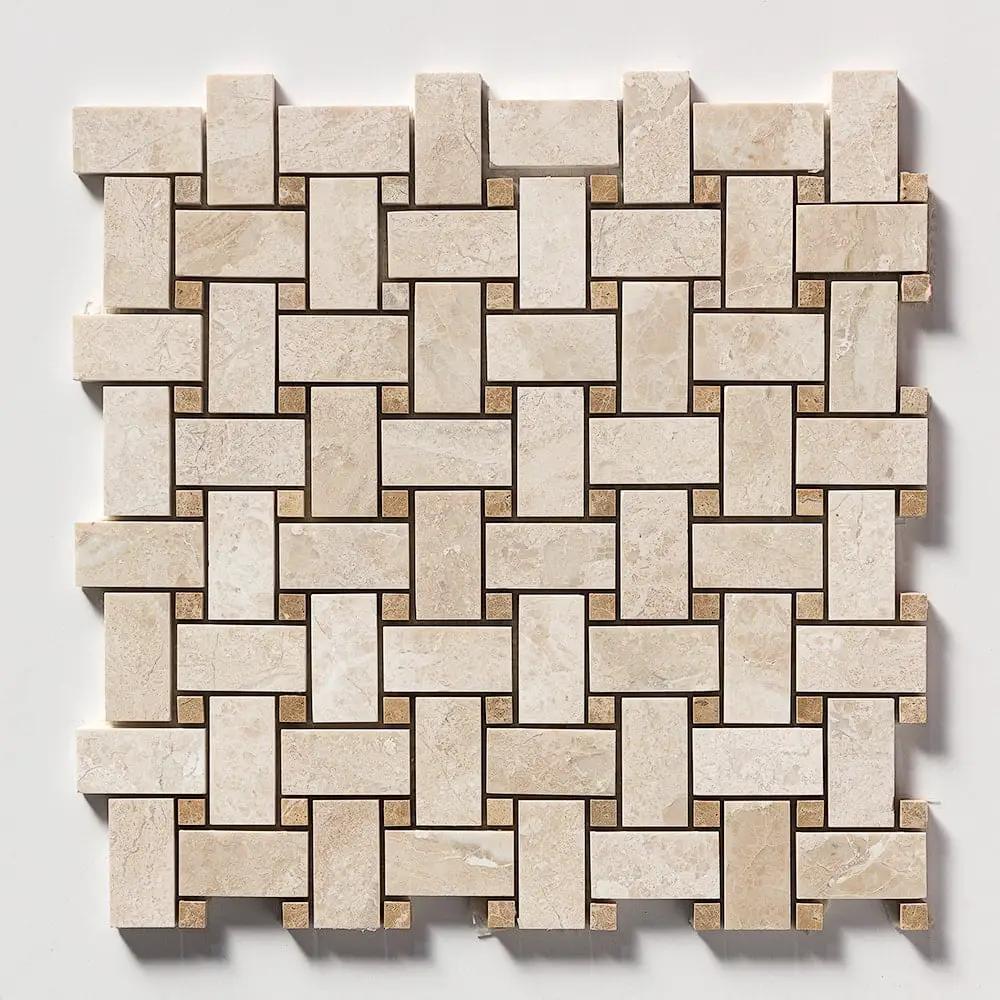 Royal Beige&amp;emperador Light Polished Basket Weave Marble Mosaics 12x12