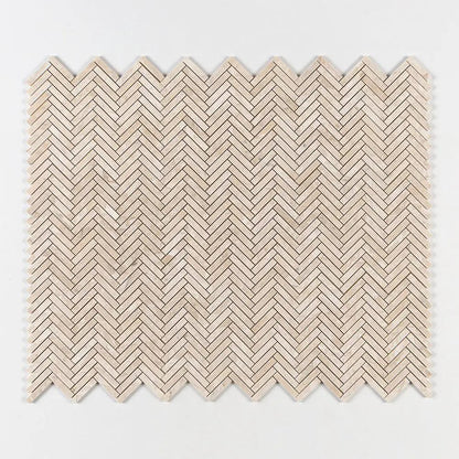 Royal Beige Honed Herringbone 5/8x3 Marble Mosaics 10 7/16x12 13/16