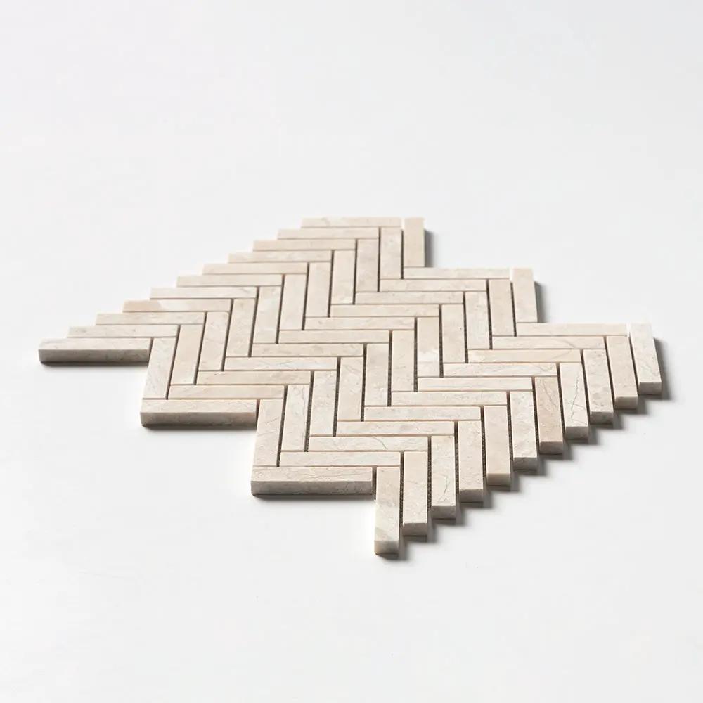 Royal Beige Honed Herringbone 5/8x3 Marble Mosaics 10 7/16x12 13/16