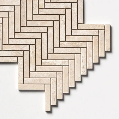 Royal Beige Honed Herringbone 5/8x3 Marble Mosaics 10 7/16x12 13/16