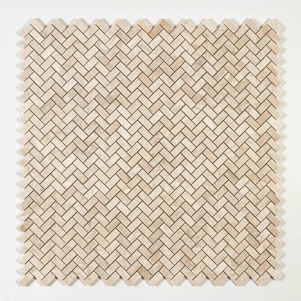 Royal Beige Honed Herringbone 1x2 Marble Mosaics 11x11
