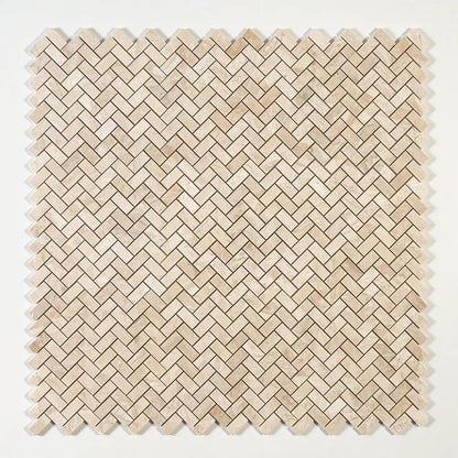 Royal Beige Honed Herringbone 1x2 Marble Mosaics 11x11