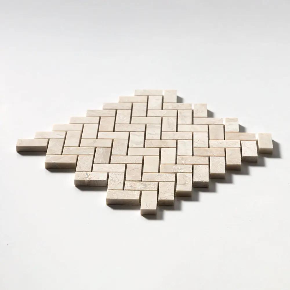 Royal Beige Honed Herringbone 1x2 Marble Mosaics 11x11