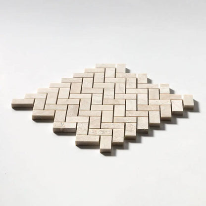 Royal Beige Honed Herringbone 1x2 Marble Mosaics 11x11