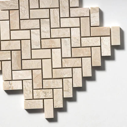 Royal Beige Honed Herringbone 1x2 Marble Mosaics 11x11