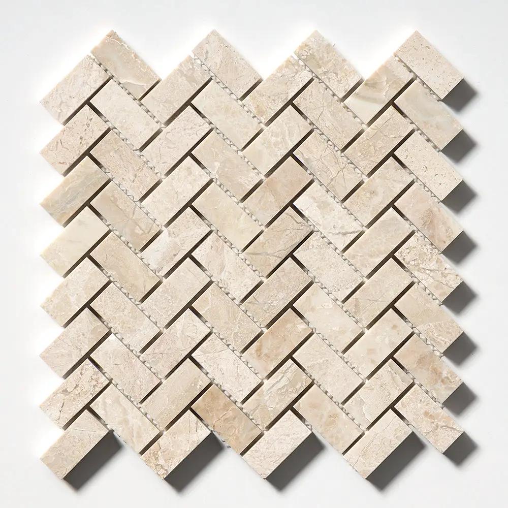 Royal Beige Honed Herringbone 1x2 Marble Mosaics 11x11