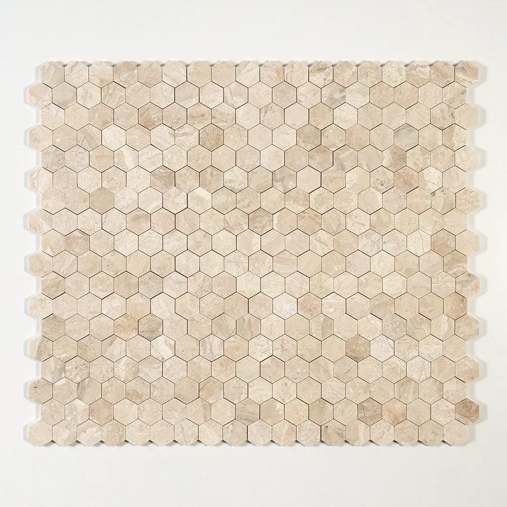 Royal Beige Polished Hexagon Marble Mosaics 10 3/8x12