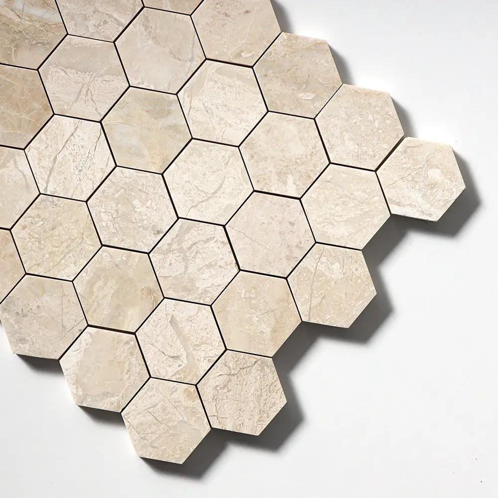Royal Beige Polished Hexagon Marble Mosaics 10 3/8x12