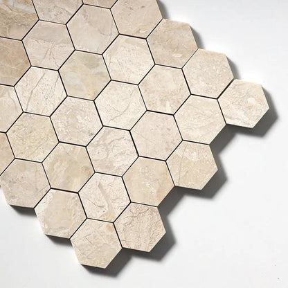 Royal Beige Polished Hexagon Marble Mosaics 10 3/8x12