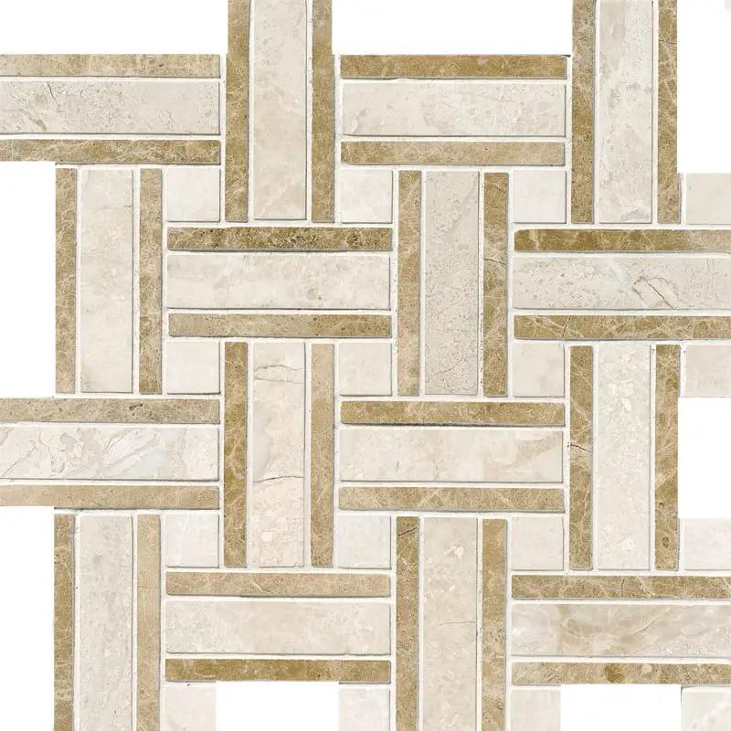 Royal Beige Polished Thin Basket Marble Mosaics 12x12