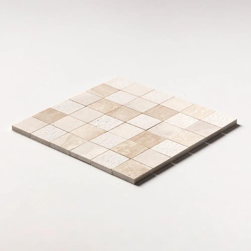 Royal Beige Textured 2x2 Marble Mosaics 12x12