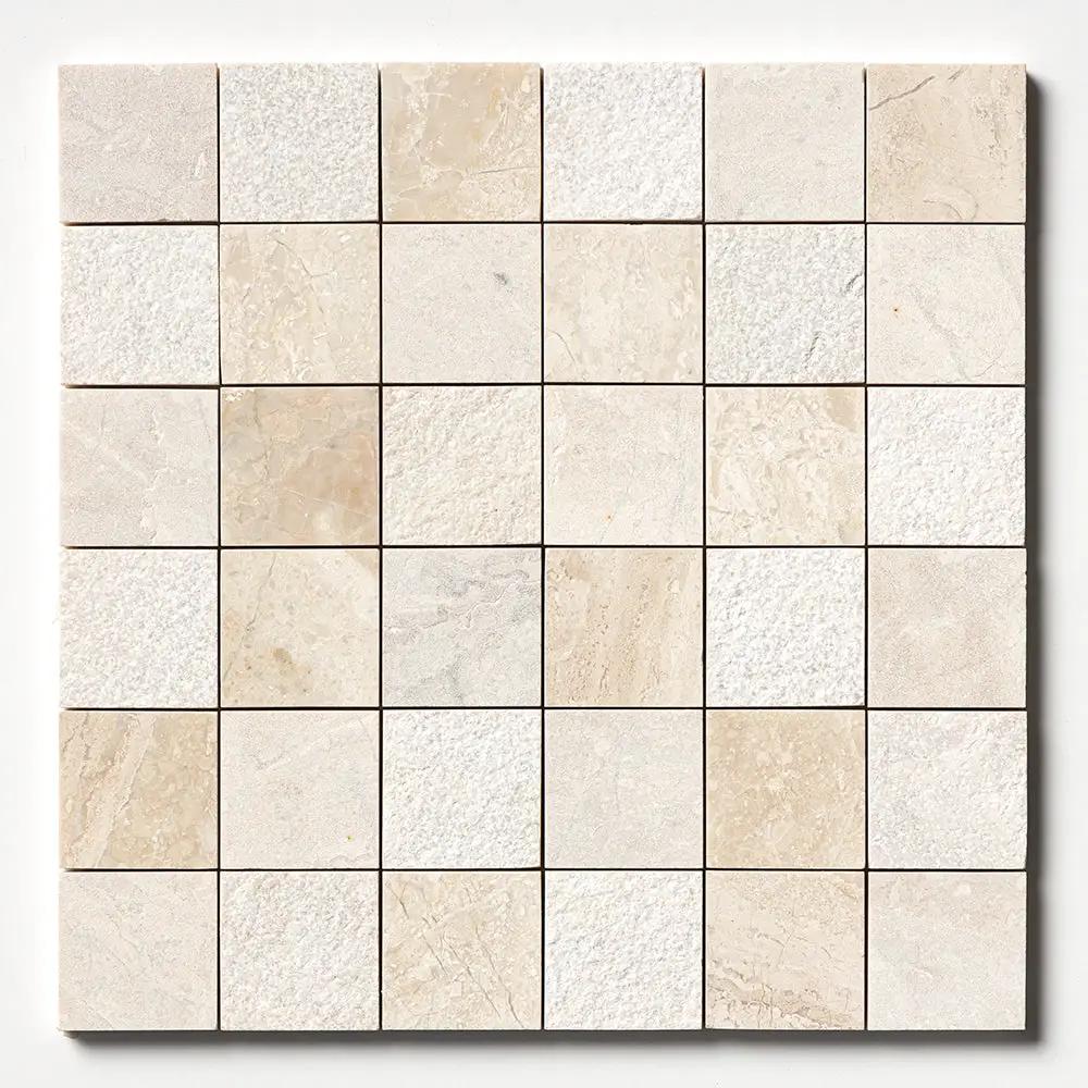 Royal Beige Textured 2x2 Marble Mosaics 12x12