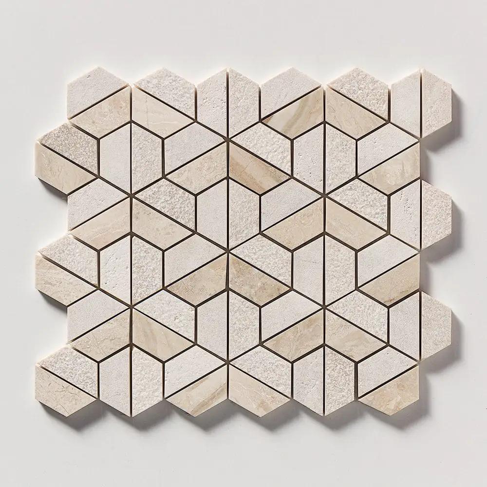 Royal Beige Textured 3d Hexagon Marble Mosaics 10 3/8x12