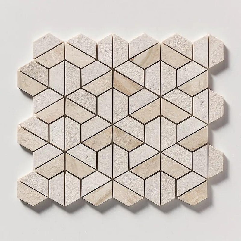 Royal Beige Textured 3d Hexagon Marble Mosaics 10 3/8x12