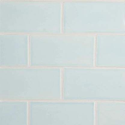 Seafoam Glossy Subway Ceramic Tiles 3x6