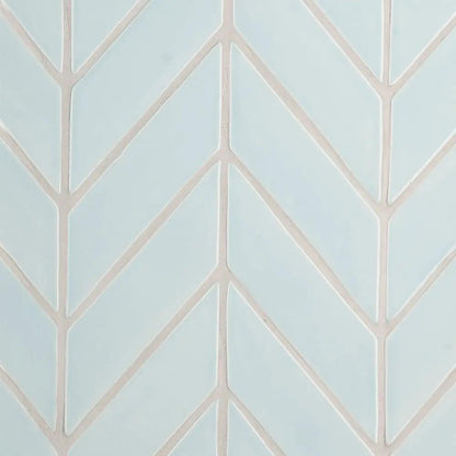 Seafoam Glossy Chevron Ceramic Tiles 2x6