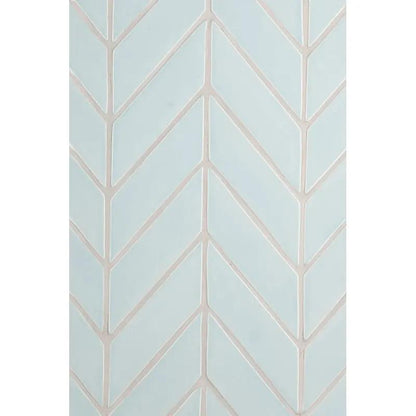 Seafoam Glossy Chevron Ceramic Tiles 2x6