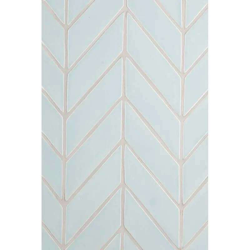 Seafoam Glossy Chevron Ceramic Tiles 2x6