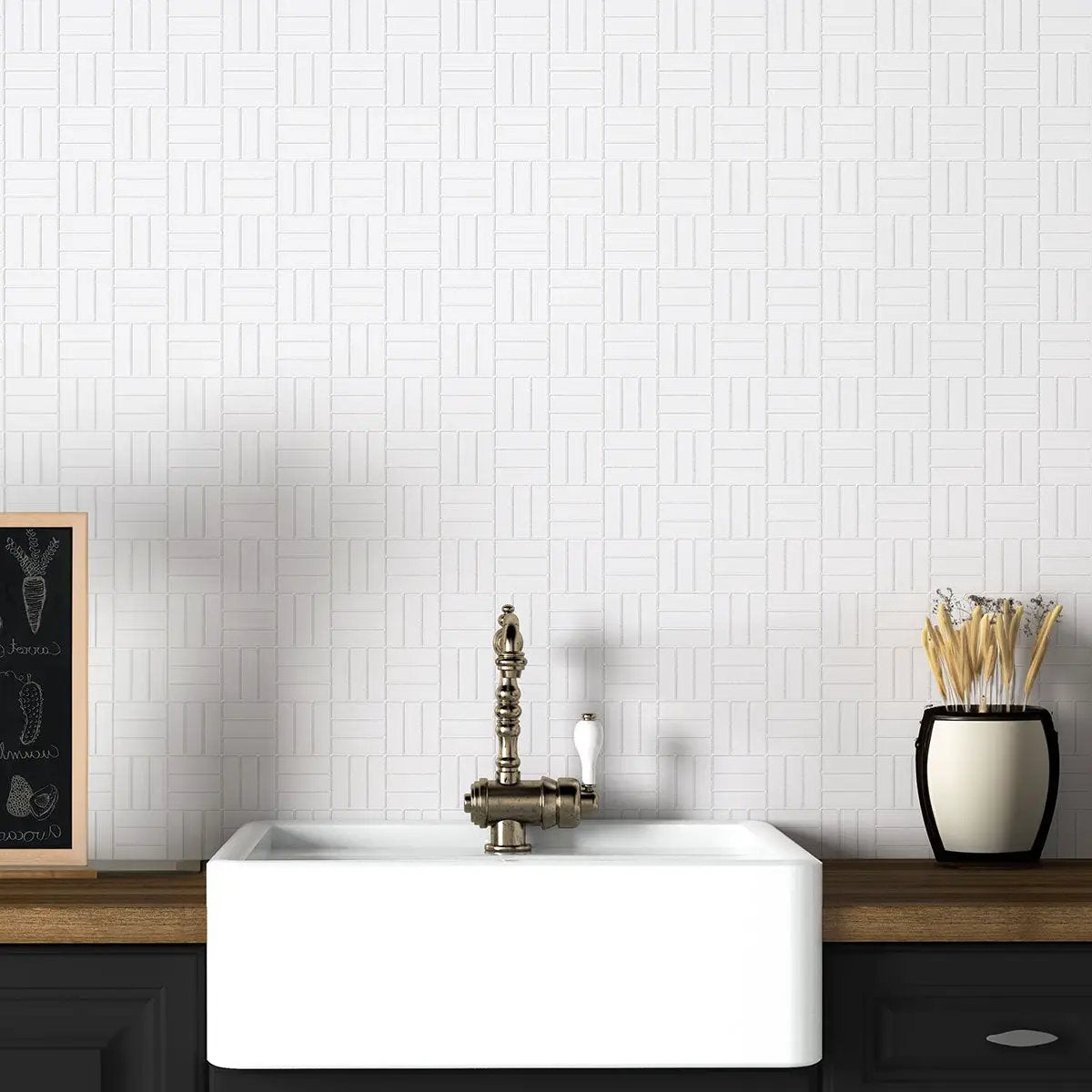 Royal White Glossy Meshed Ceramic Mosaics 12x12