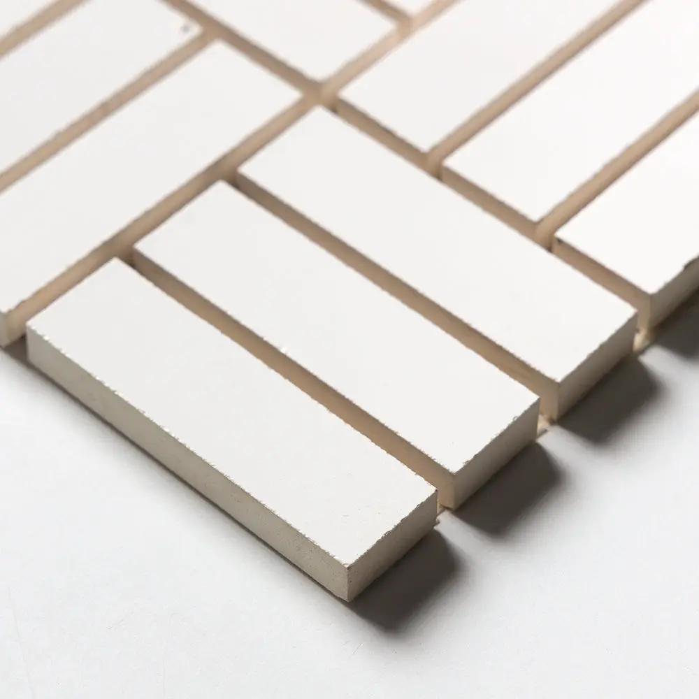 Royal White Glossy Meshed Ceramic Mosaics 12x12