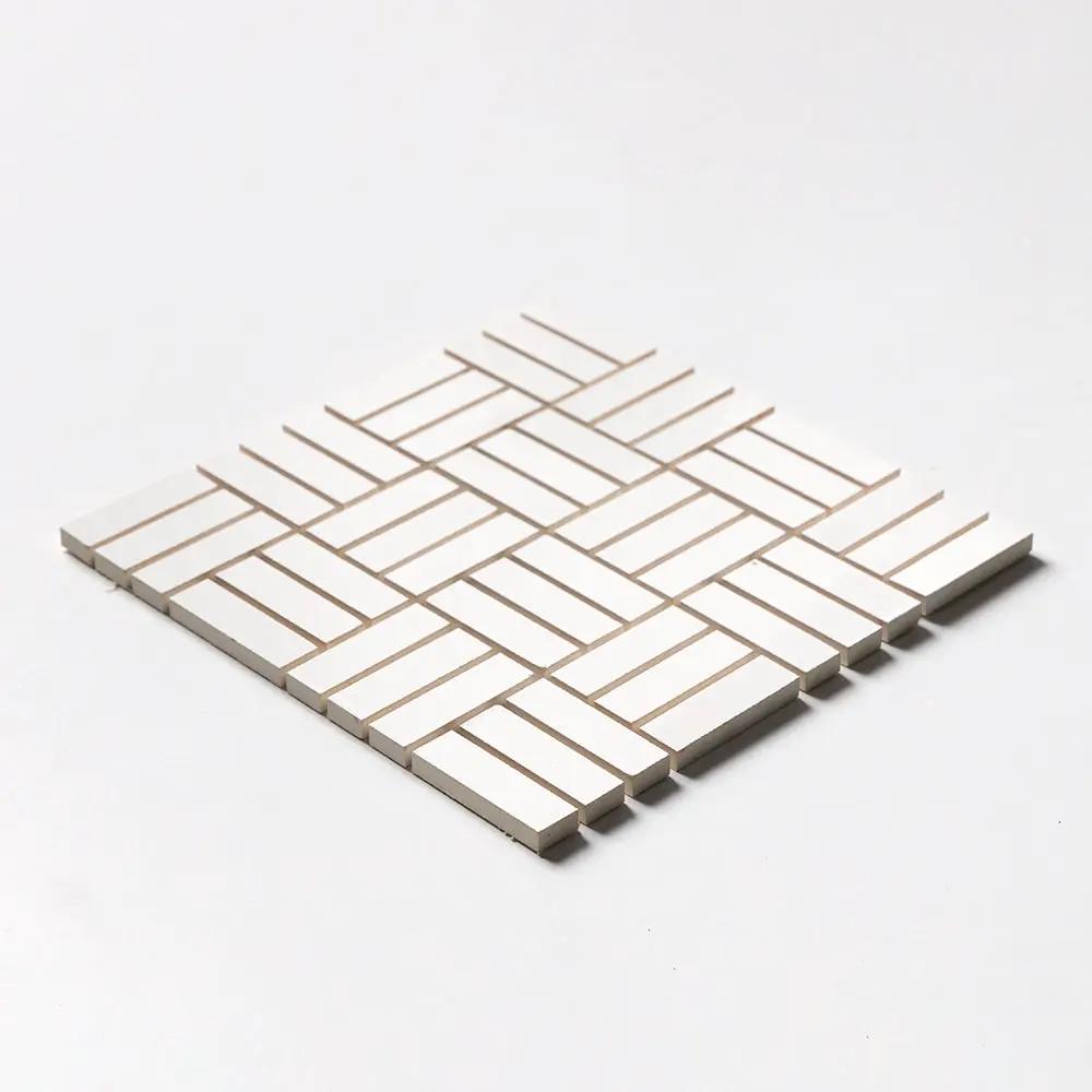 Royal White Glossy Meshed Ceramic Mosaics 12x12