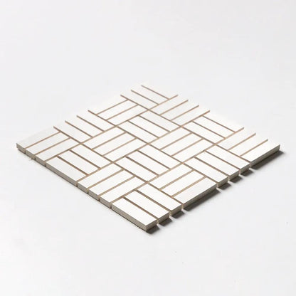Royal White Glossy Meshed Ceramic Mosaics 12x12