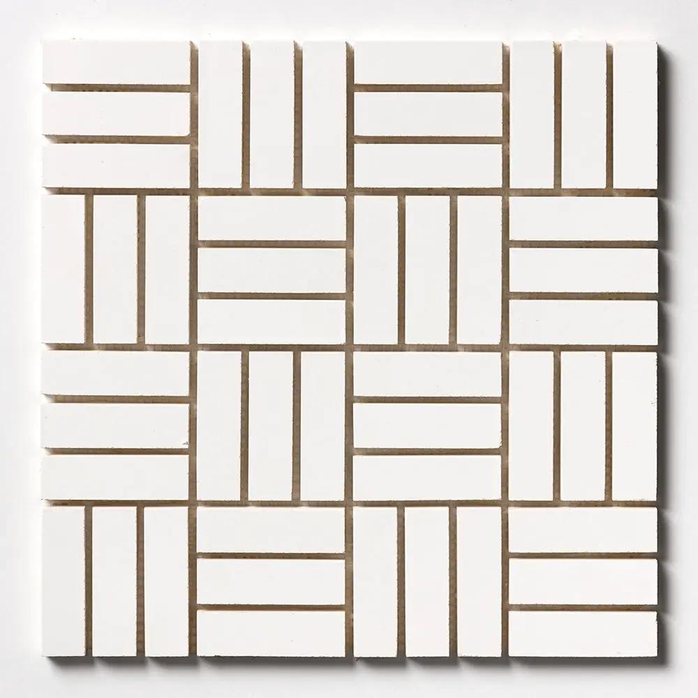 Royal White Glossy Meshed Ceramic Mosaics 12x12