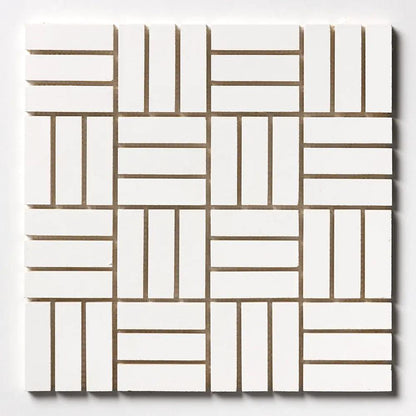 Royal White Glossy Meshed Ceramic Mosaics 12x12