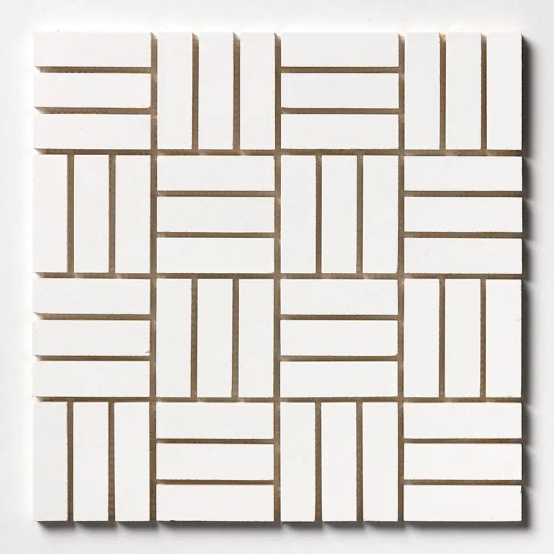 Royal White Glossy Meshed Ceramic Mosaics 12x12