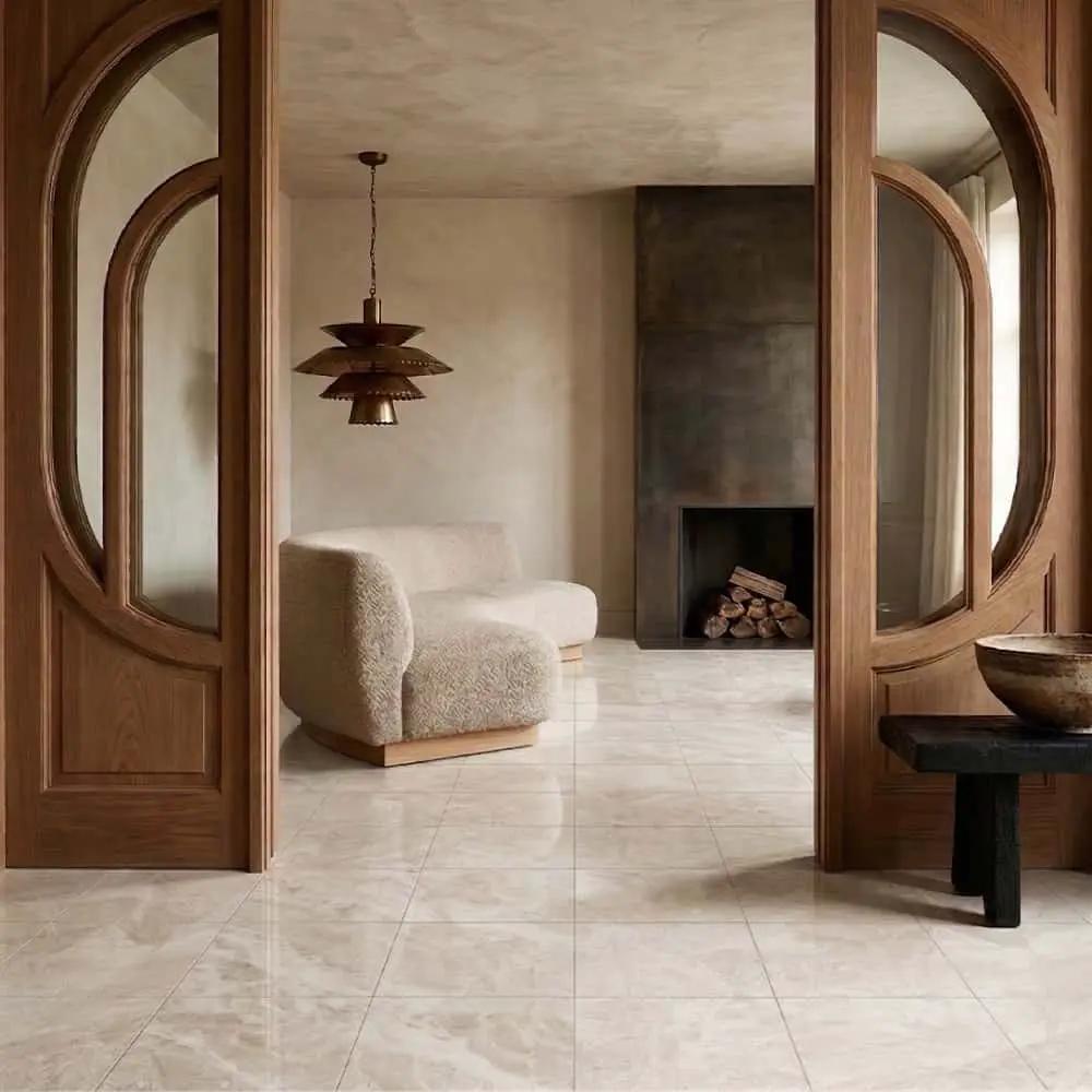 Royal Beige Polished Marble Tiles 18x18