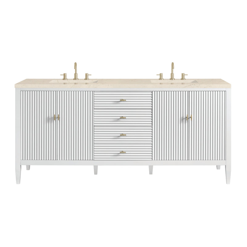 James Martin Myrrin 72" Double Bathroom Vanity, Bright White