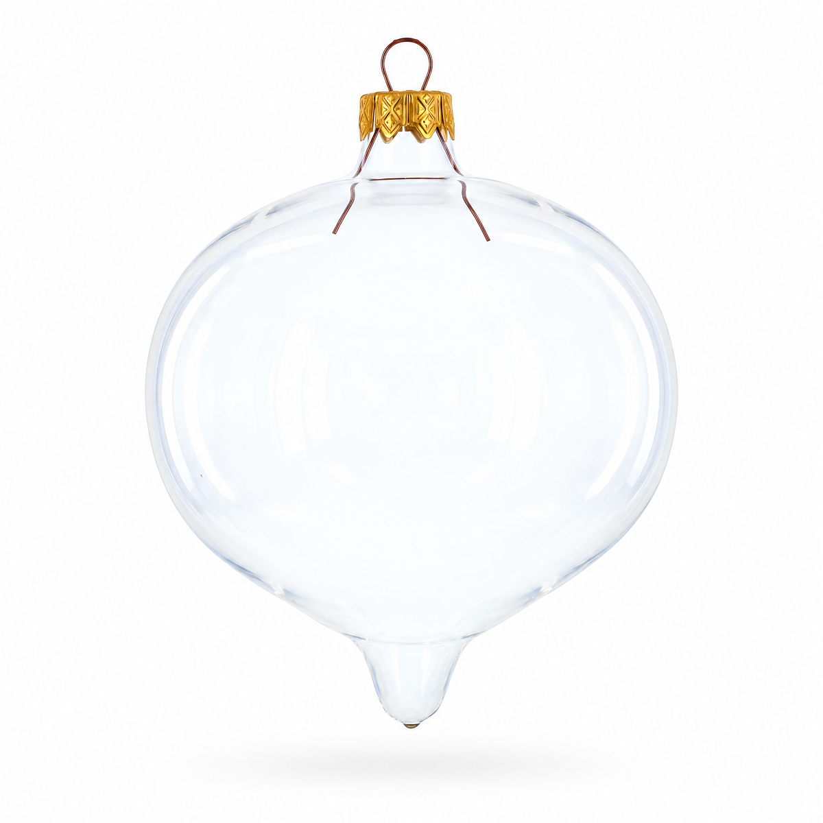 Set of 4 Pointed Onion-Shape Finial Clear Glass Christmas Ornaments