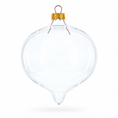 Set of 4 Pointed Onion-Shape Finial Clear Glass Christmas Ornaments