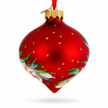 Narcissus Flowers Onion-Shape Finial Glass Christmas Ornament