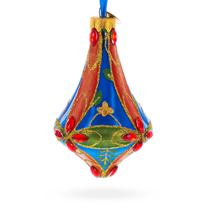 Kaleidoscope Bell Shape Finial Glass Christmas Ornament