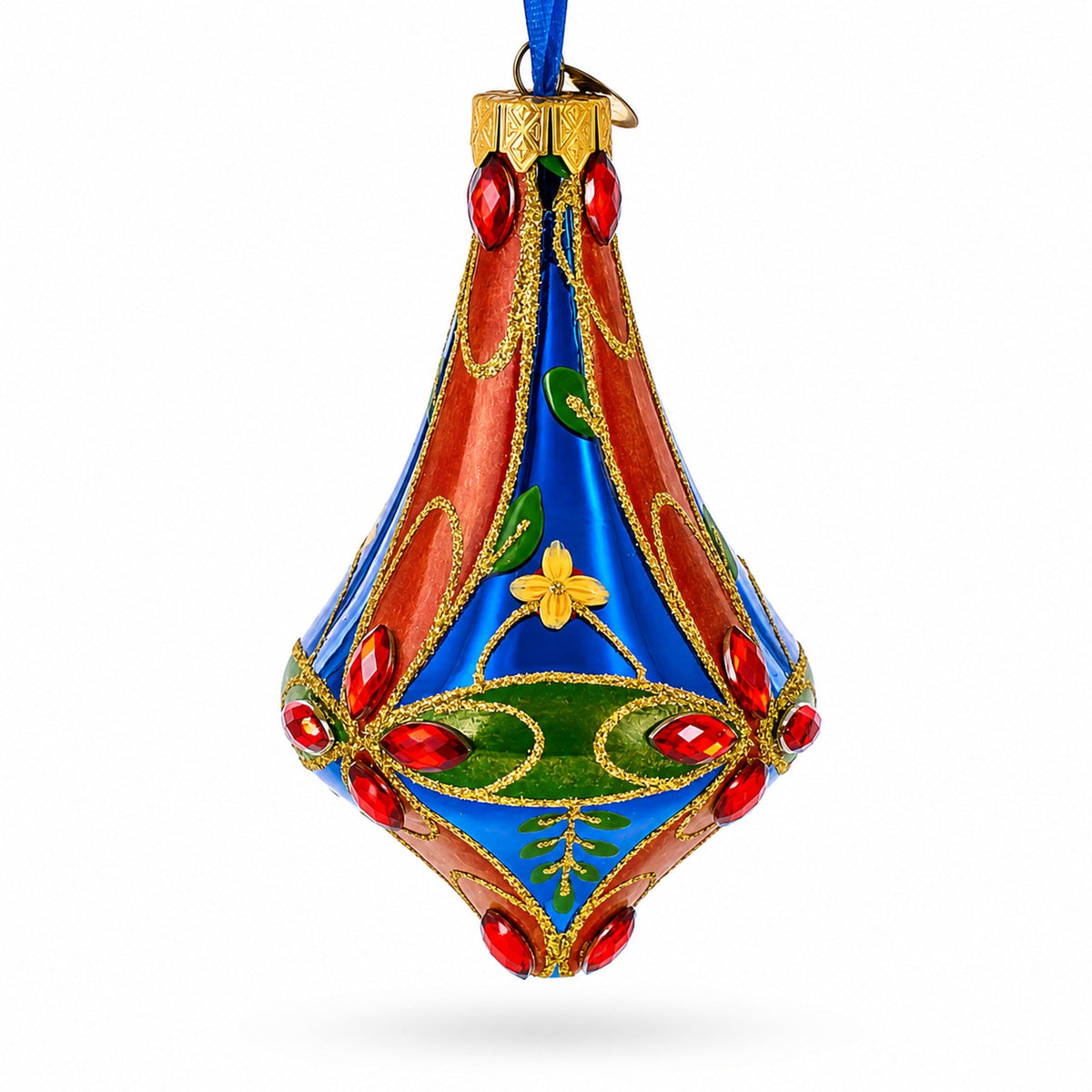 Kaleidoscope Bell Shape Finial Glass Christmas Ornament