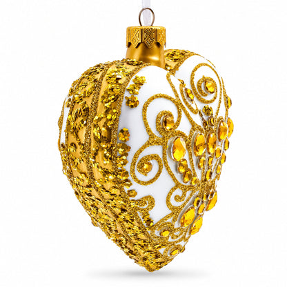 Regal Gold Filigree Heart Glass Ornament