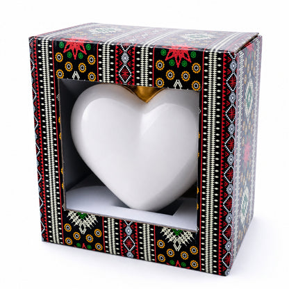 Embellished Ruby Floral Heart Glass Ornament