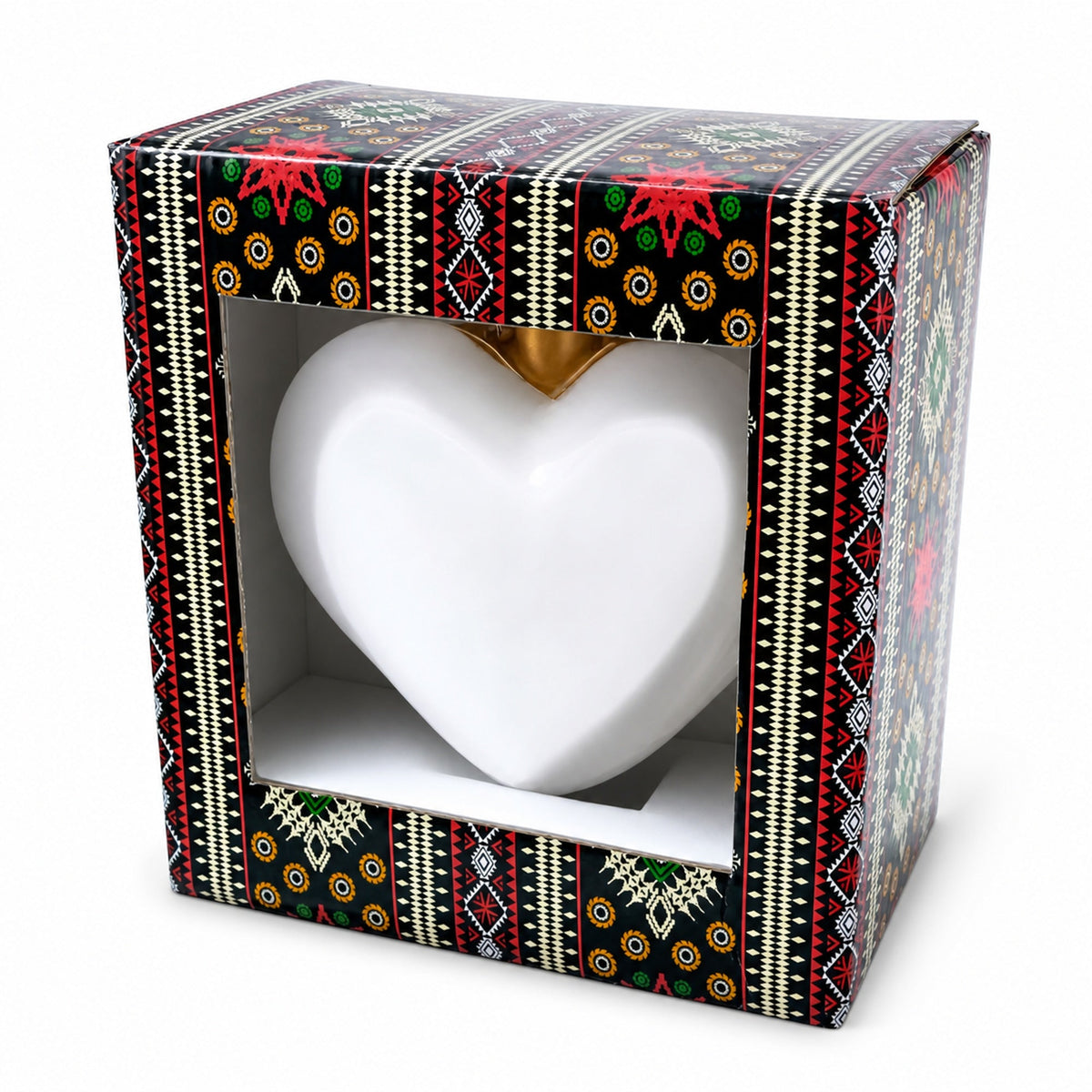 Regal Red Jeweled Glass Heart Ornament