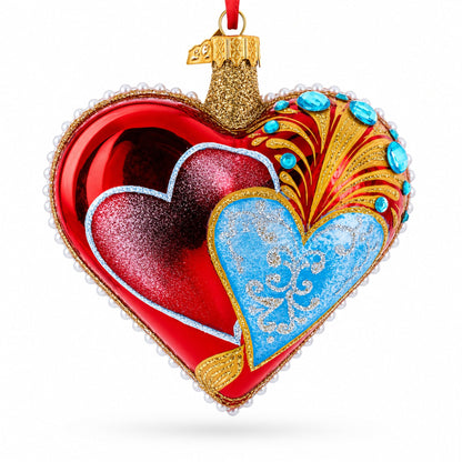 Royal Romance Pearl Jewels Glass Heart Ornament