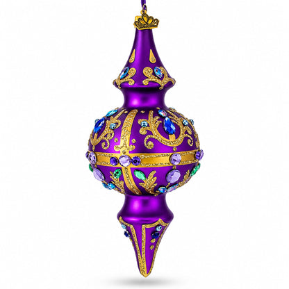 Royal Jewel Embellishments Gold Filigree Double-Ended Finial Drop Glass Christmas Ornament
