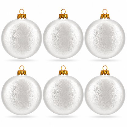 Set of 6 Silver Flat Disc Glass Christmas Ornaments 3 Inches